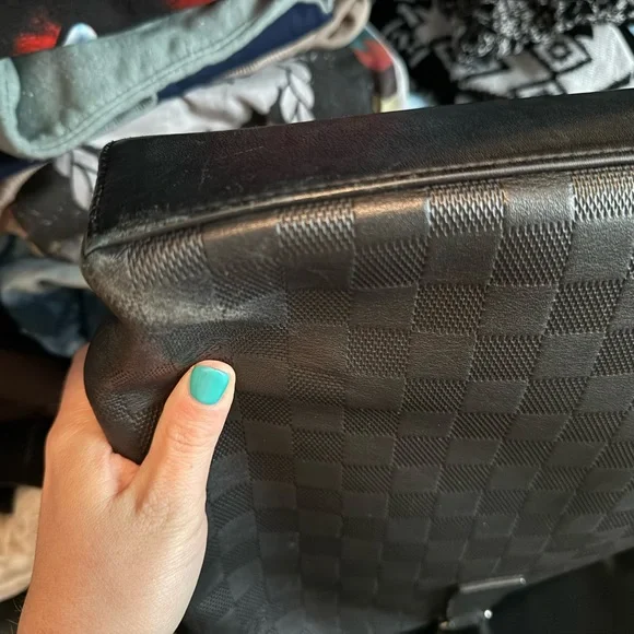 Louis Vuitton Matte Black Damier Porte Documents Jour Leather Satchel - Picture 9 of 15